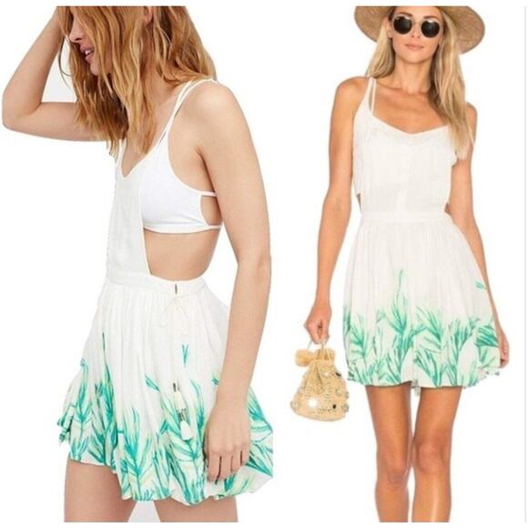 Free People Tropical Oasis Jumper Skirt Tassel Swing Beach Green Size Small Pet. - Picture 3 of 12